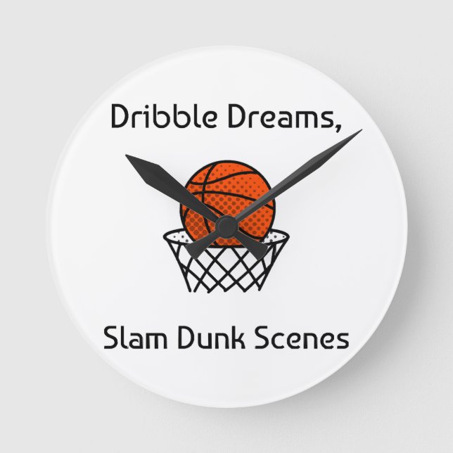 Dribble Dreams, Slam Dunk Scenes Basketball Round Clock (Front)