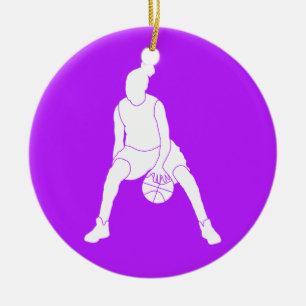 Dribble Silhouette Ornament w/Name Purple