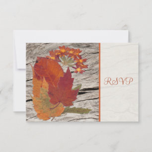 Dried Autumn Leaves and Flowers RSVP Card
