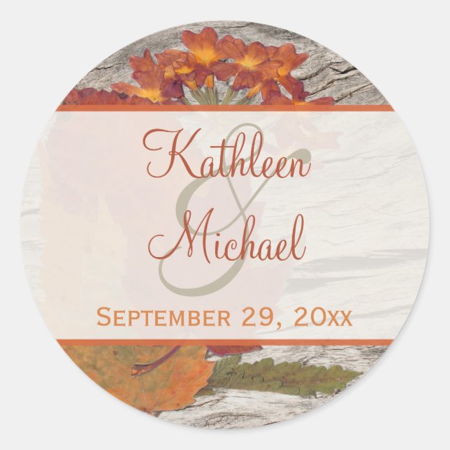 Dried Autumn Leaves, Flowers 1.5" Diameter Sticker (Front)