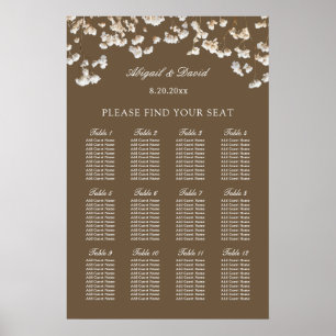 Dried Baby's Breath on Brown Wedding Seating Chart
