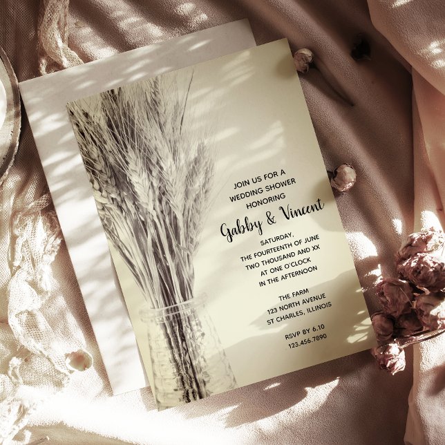 Dried Barley in Milk Bottle Farm Wedding Shower Invitation (Creator Uploaded)