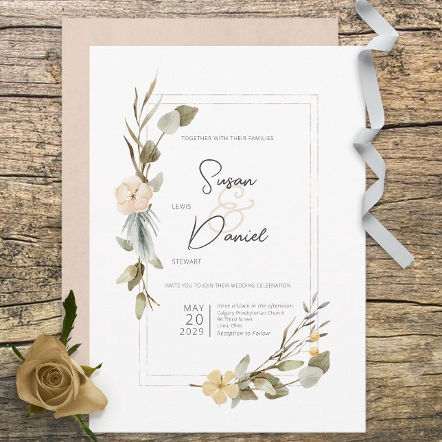 Dried Boho Floral Frame Wedding Invitation (Creator Uploaded)