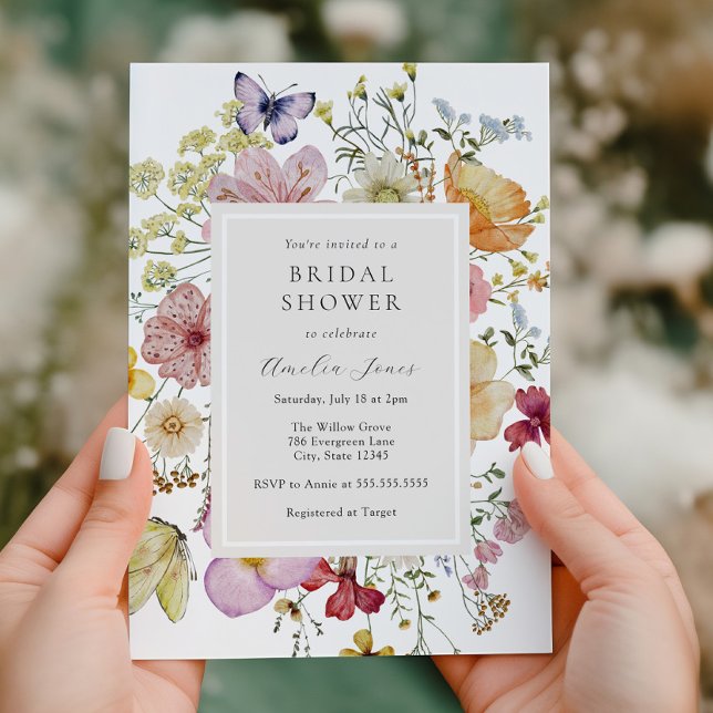 Dried Boho Wildflowers Bridal Shower Invitation (Creator Uploaded)