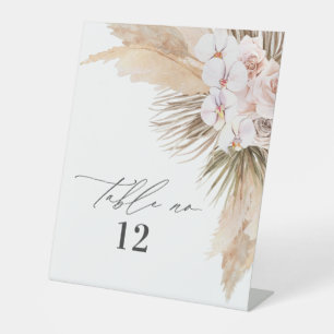 Dried botanical pampas natural botanical rustic pedestal sign