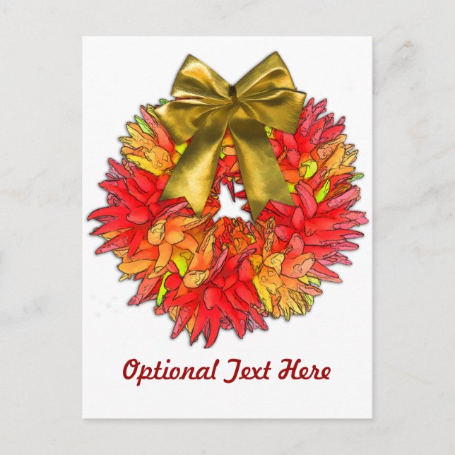 Dried Chilli Pepper Wreath & Gold Bow Postcard (Front)