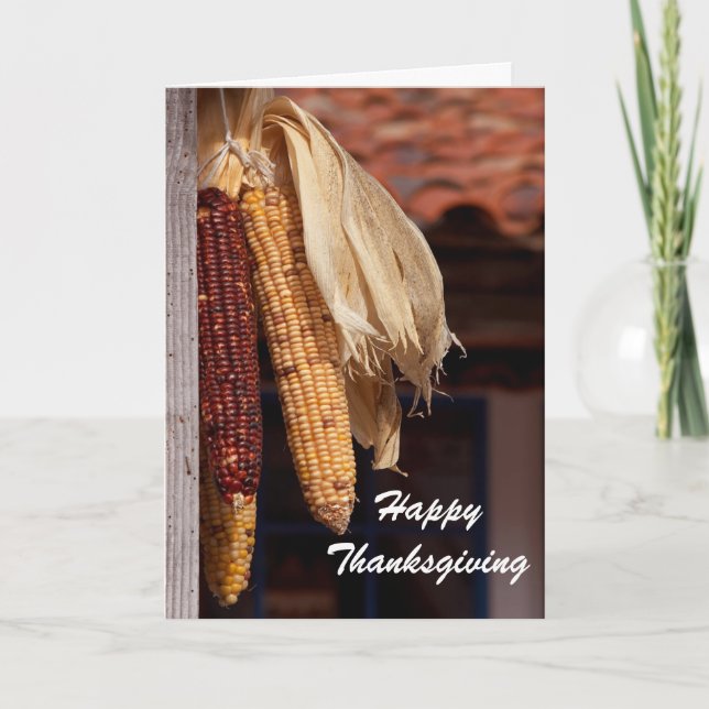 Dried Corn Photo Happy Thanksgiving Greeting Card (Front)