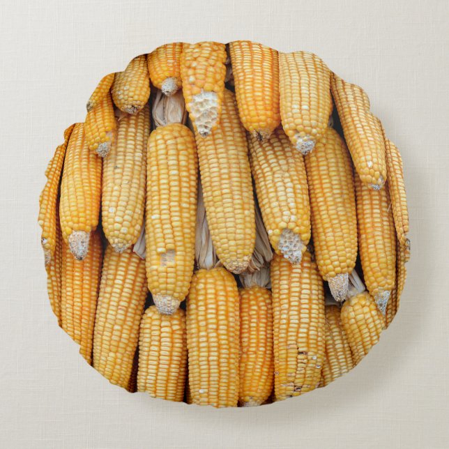 Dried corn that was stacked . round cushion (Front)
