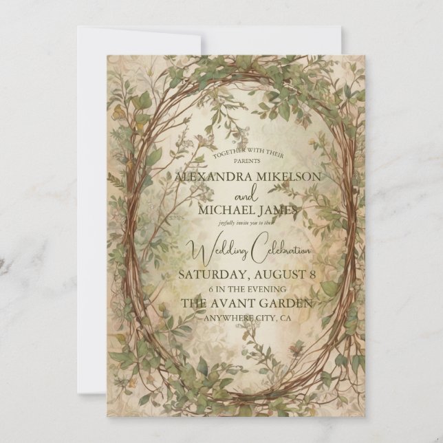 Dried Fan Palm Oasis Botanical Wedding  Invitation (Front)