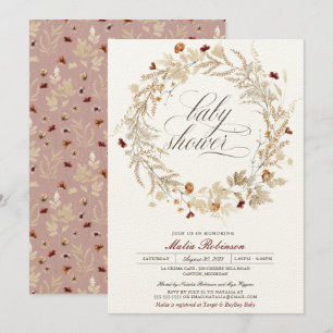 Dried Floral Wildflowers Autumn Fall Baby Shower I Invitation