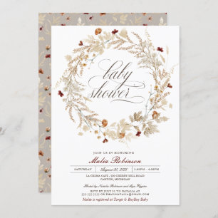 Dried Floral Wildflowers Autumn Fall Baby Shower Invitation
