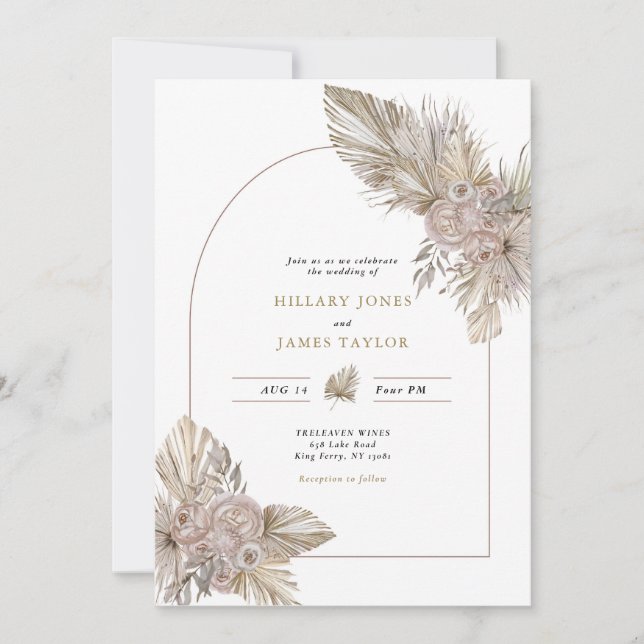 Dried Florals Desert themed Wedding Invitation (Front)