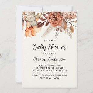 Dried Flowers Boho Baby Shower Invitation