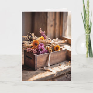 Dried Flowers In Wooden Box Card