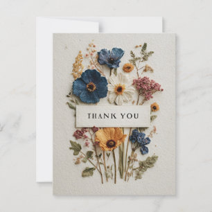 Dried Flowers on Textured Paper Thank You Card