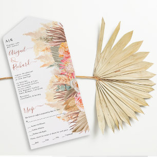 Dried flowers, pampas grass and palm leaf wedding  all in one invitation