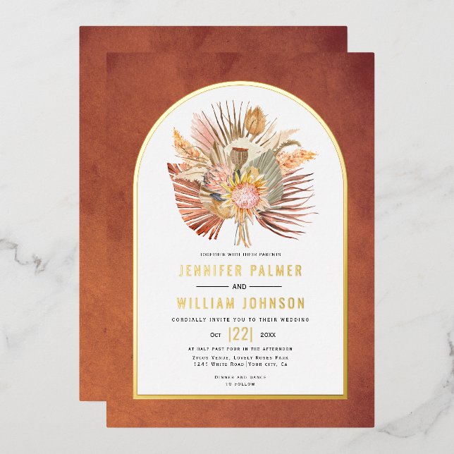 Dried flowers pampas grass terracotta wedding gold (Front/Back)