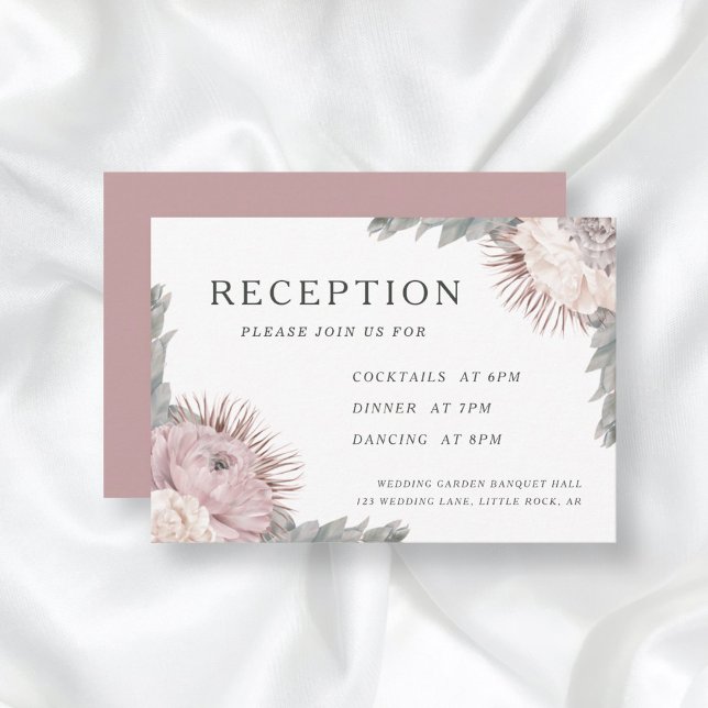 Dried Flowers Wedding Boho Dusty Rose Reception Enclosure Card (Creator Uploaded)
