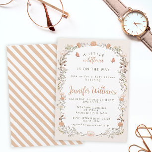 Dried flowers wildflower  fall girl baby shower invitation