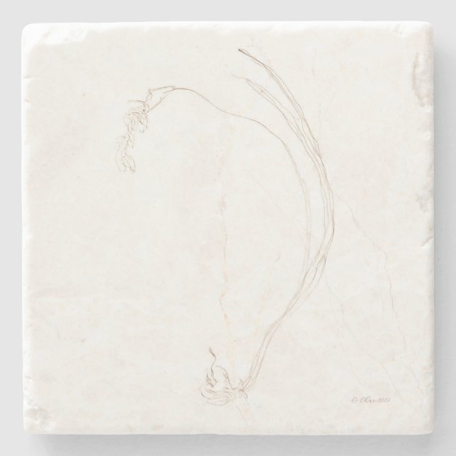 Dried freesia 2  stone coaster (Front)