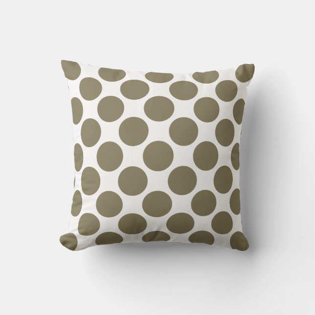 Dried Herb Olive Green Polka Dots Cushion (Front)