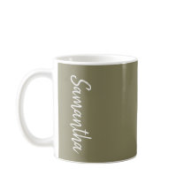 Dried Herb Olive Green Solid Colour Personalised