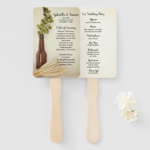 Dried Hops and Wheat Brewery Wedding Programs Hand Fan