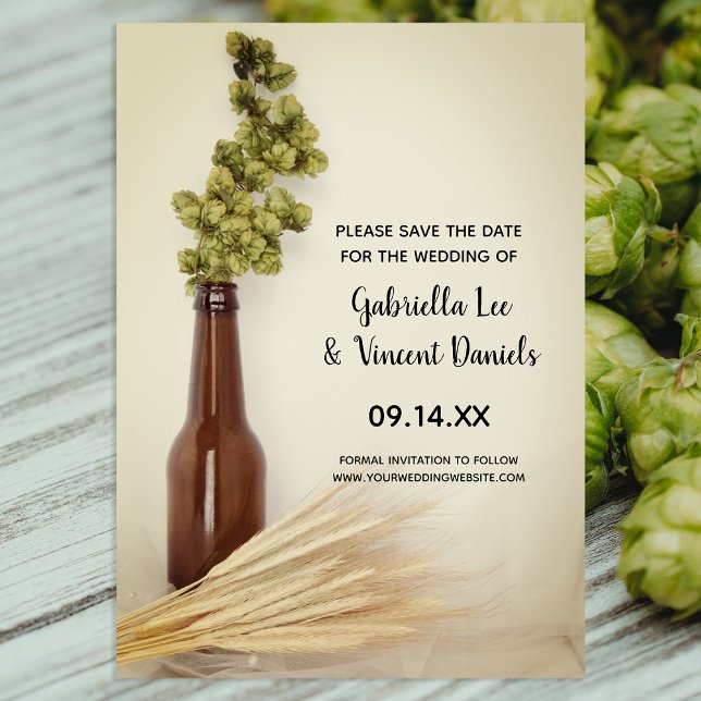 Dried Hops and Wheat Brewery Wedding Save the Date (Creator Uploaded)