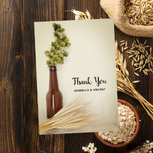 Dried Hops and Wheat Brewery Wedding Thank You Card