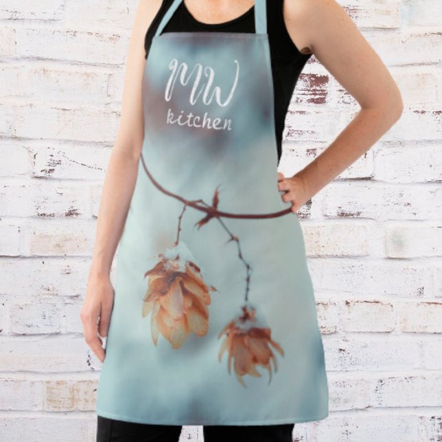 Dried Hops Garland in the Snowy Background Apron (Creator Uploaded)