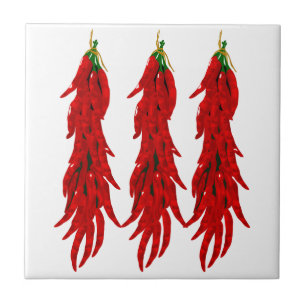 Dried Hot Chilli Peppers Kitchen Ceramic Tile