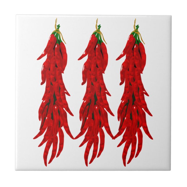 Dried Hot Chilli Peppers Kitchen Ceramic Tile (Front)