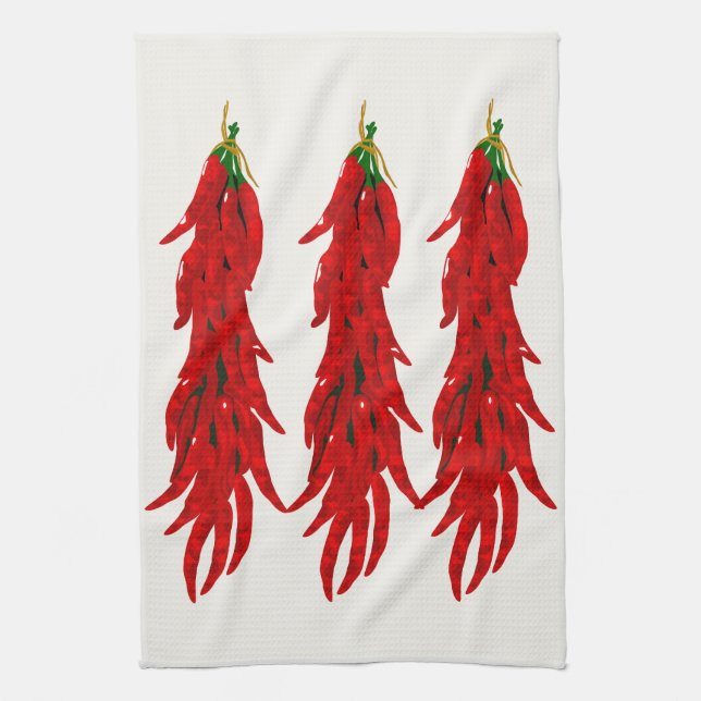 Dried Hot Chilli Peppers Tea Towel (Vertical)