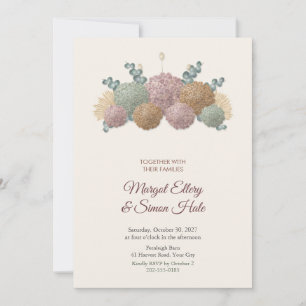 Dried Hydrangea and Eucalyptus Autumn Wedding Invitation