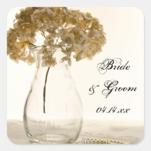 Dried Hydrangea and Pearls Wedding Envelope Seals