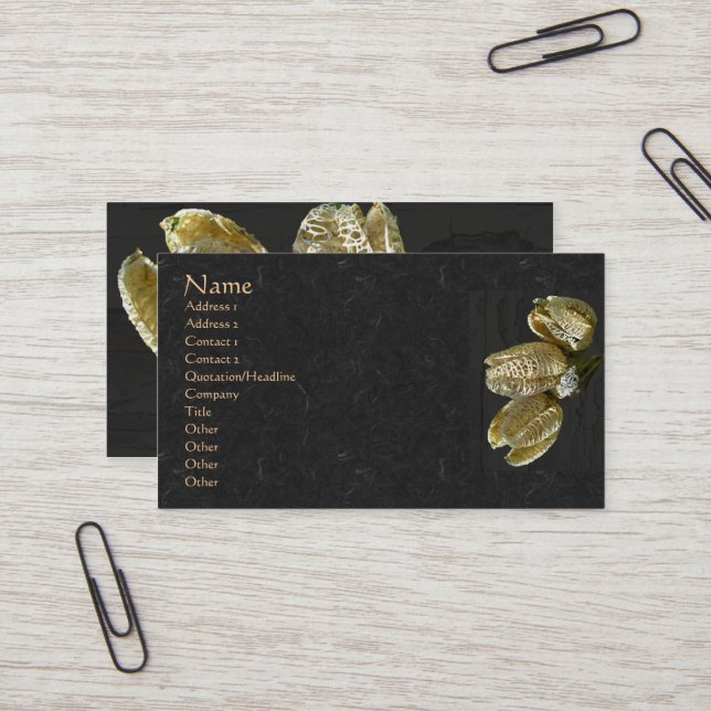 Dried Lily Seed Pods Business Card (Front/Back In Situ)