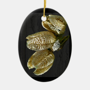 Dried Lily Seed Pods Ceramic Ornament