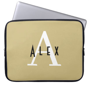 Dried Moss Green Custom Monogram Laptop Sleeve