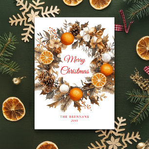 Dried Oranges Citrus Wreath Elegant Christmas Holiday Card