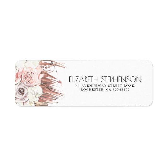 Dried Palm Leaf Tropical Foliage Modern Return Address Label (Front)