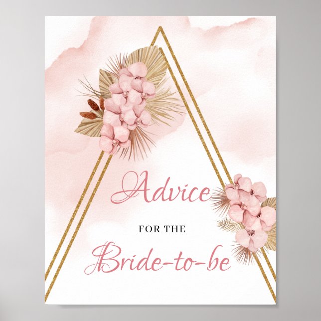 Dried Palm Leaves Blush Advice for the Bride-to-be Poster (Front)