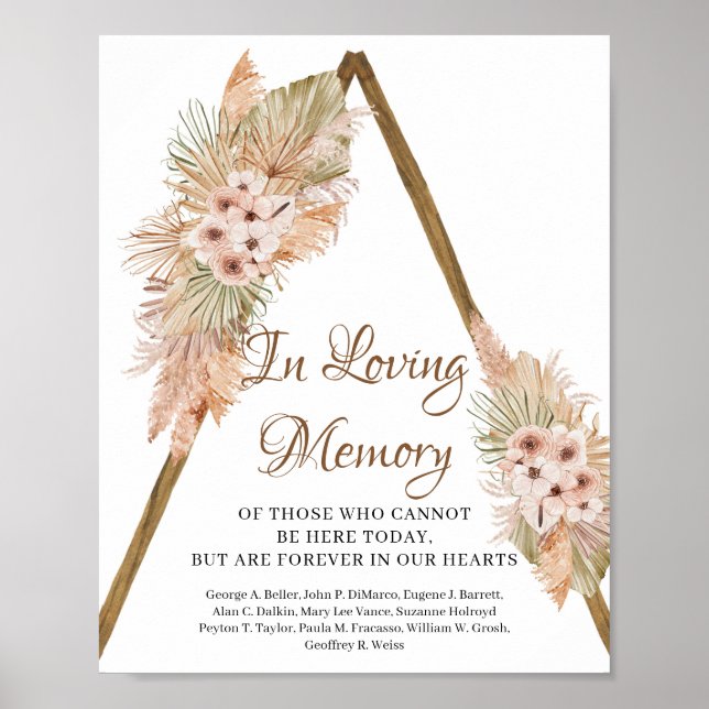 Dried Palm Leaves Pampas Grass In Loving Memory Poster (Front)
