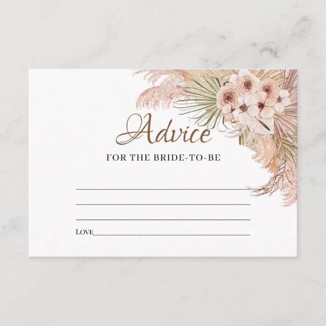  Dried Palm Pampas Grass Advice for the Bride  Enclosure Card (Front)