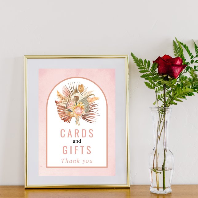 Dried palm, pampas grass soft pink wedding poster (Creator Uploaded)