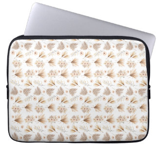 Dried Palms and Flowers Beige Boho Watercolor  Laptop Sleeve