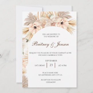 Dried palms and leaves Boho style for wedding Invitation