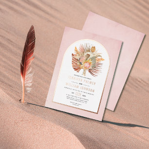 Dried palms, pampas grass pink wedding rose gold