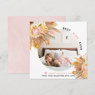 Dried pampas grass and flowers Mother's Day photo Holiday Card