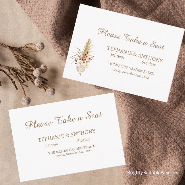 Dried Pampas Grass Please Take A seat Card (Creator Uploaded)
