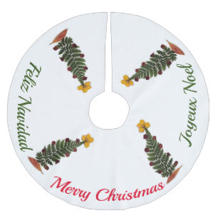 Dried press flower Christmas Tree Skirt